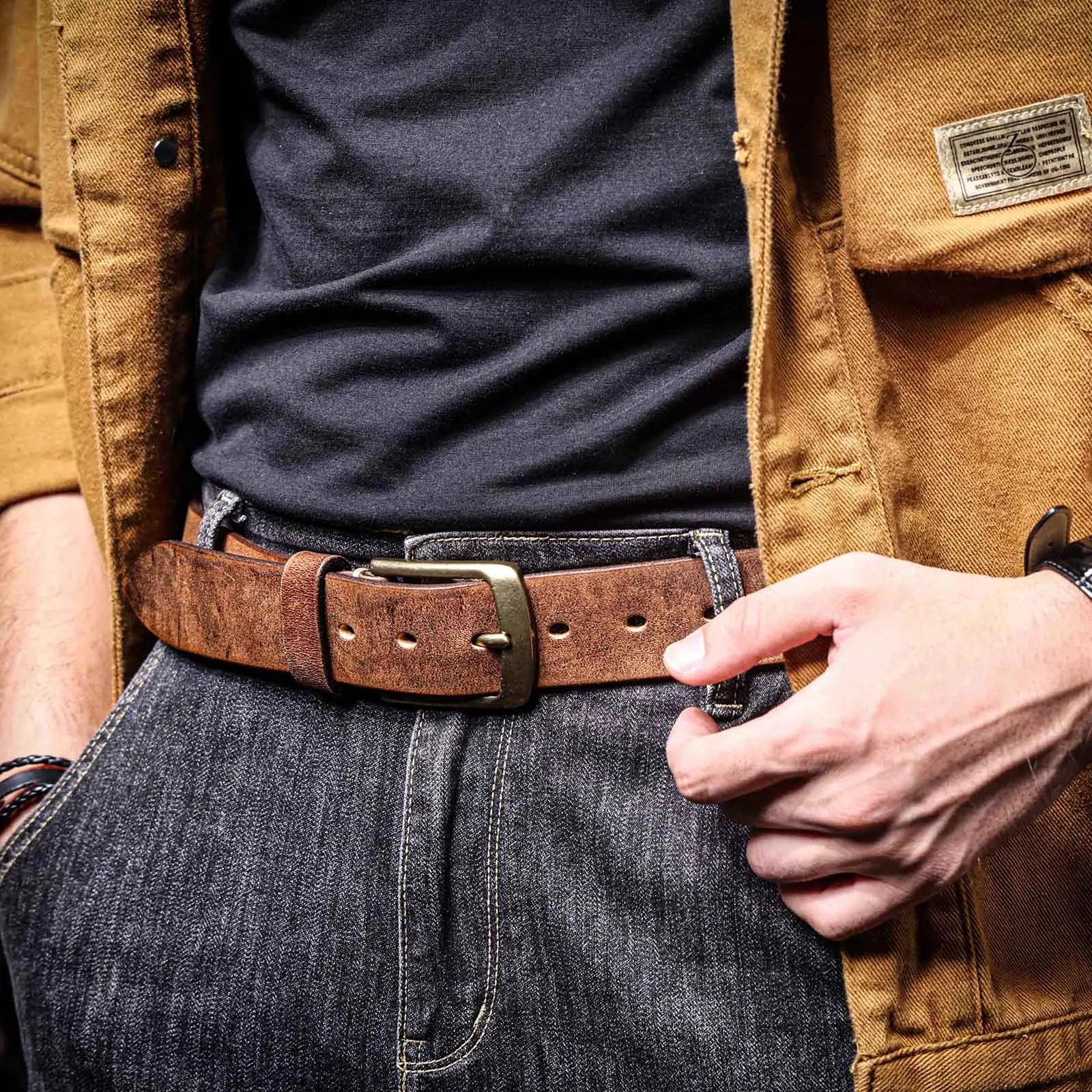 Vintage Full-Grain Leather Belt | Solid Brass Buckle | DiMarro