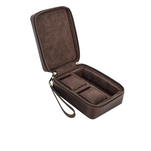 2 Watch Travel Case with Sunglasses Slot | Crazy Horse Leather-DiMarro Leather
