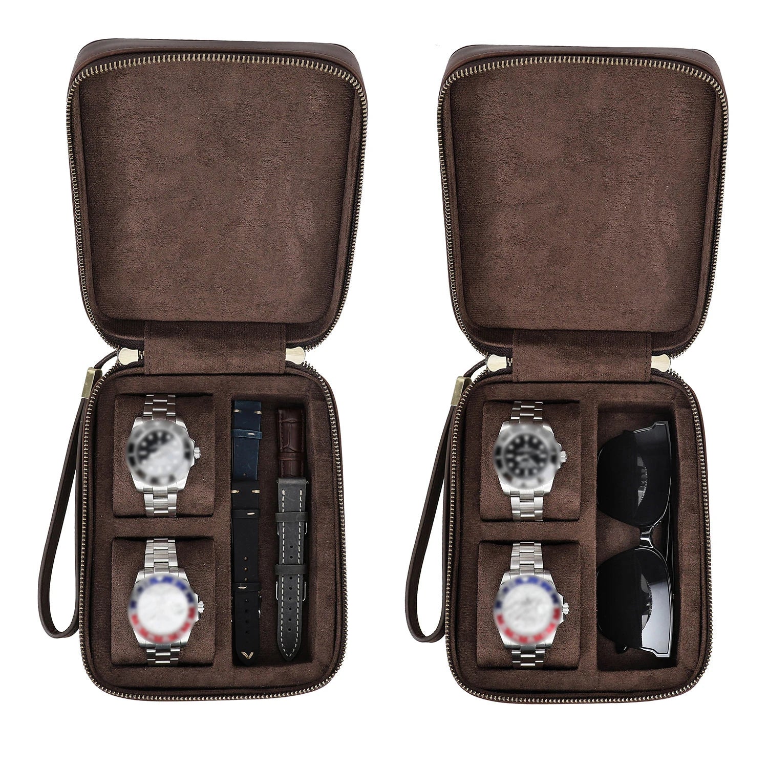 2 Watch Travel Case with Sunglasses Slot | Crazy Horse Leather-DiMarro Leather