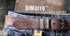 Close-up hero video of rolled full-grain leather in a workshop, featuring the DIMARRO Leather logo.